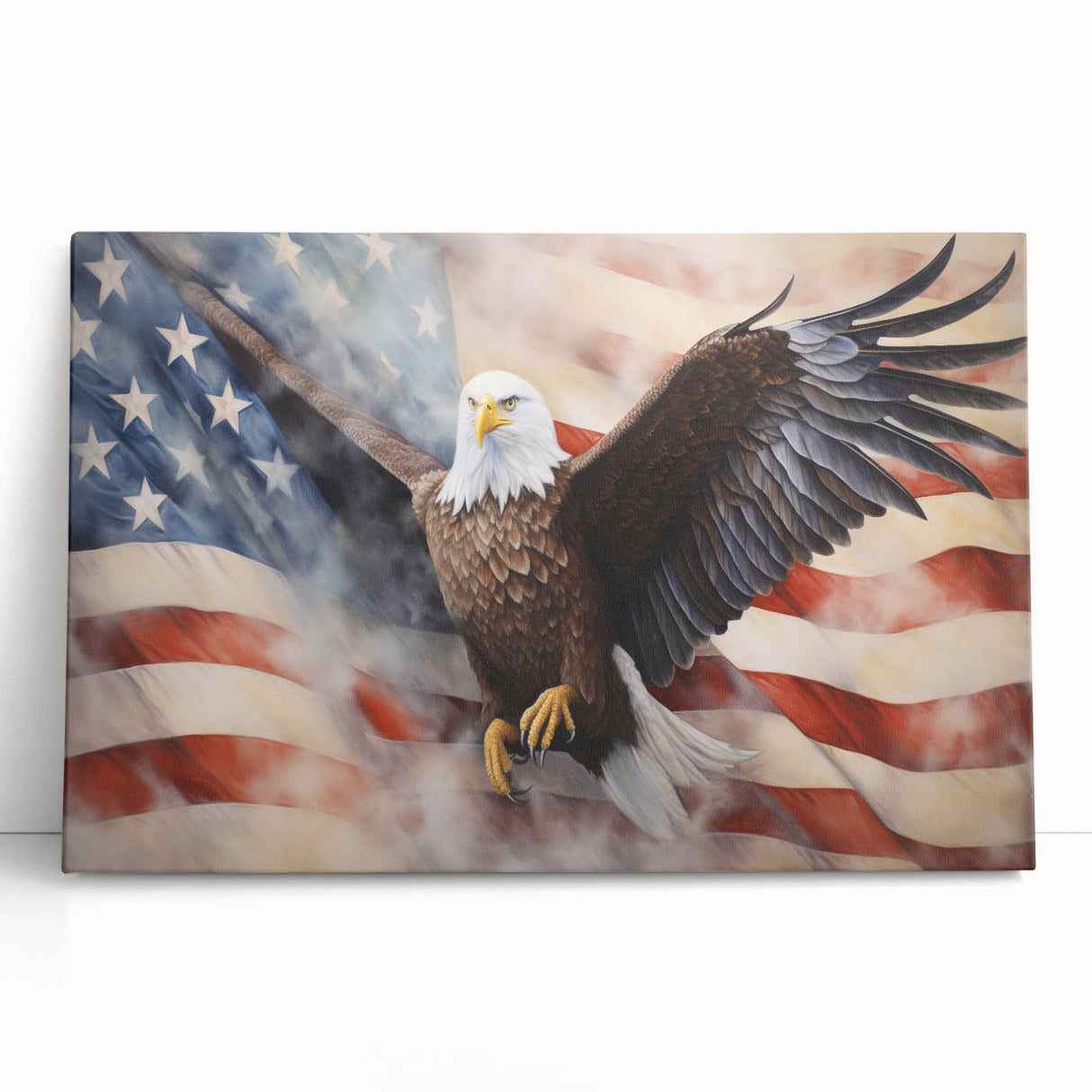 Majestic Bald Eagle & Flag - Independence Day Wall Art