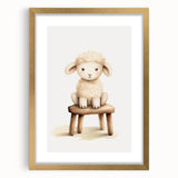 Sweet Lamb on Stool Nursery Wall Art - Baby Room Decor