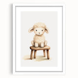 Sweet Lamb on Stool Nursery Wall Art - Baby Room Decor