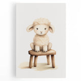 Sweet Lamb on Stool Nursery Wall Art - Baby Room Decor