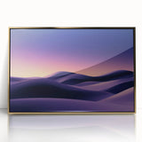 Framed acrylic artwork showcasing a serene landscape of golden dunes, elegantly designed to enhance modern interiors with a touch of warmth and sophistication.