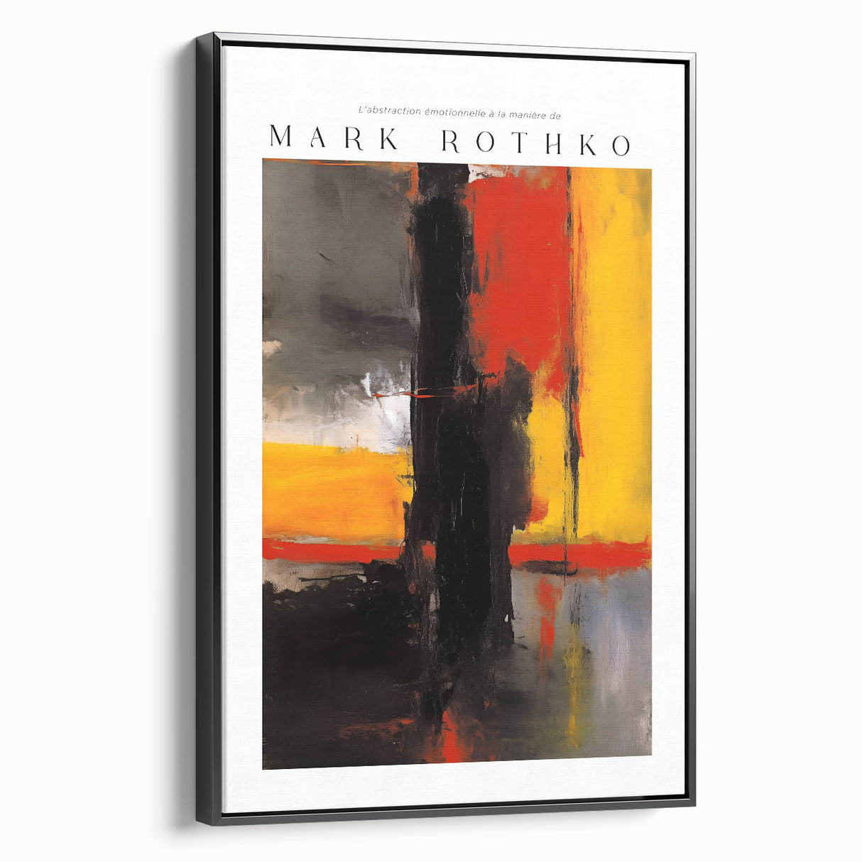 Black and white Rothko-inspired abstract landscape art on framed canvas, suitable for bedroom wall decor.