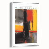 Vintage poster art featuring a colorful abstract design on framed canvas, suitable for extra large wall art in a living room.
