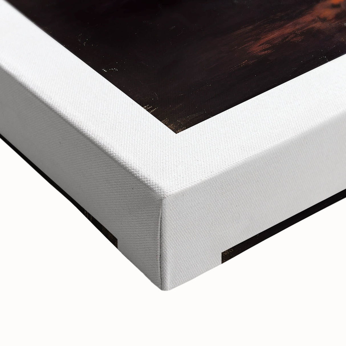 Large art depicting a black and white landscape painting on stretched canvas, suitable for bedroom decor.