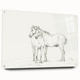 Fine Art Realism Sketch - Two Horses Standing Together Art Print Canvas