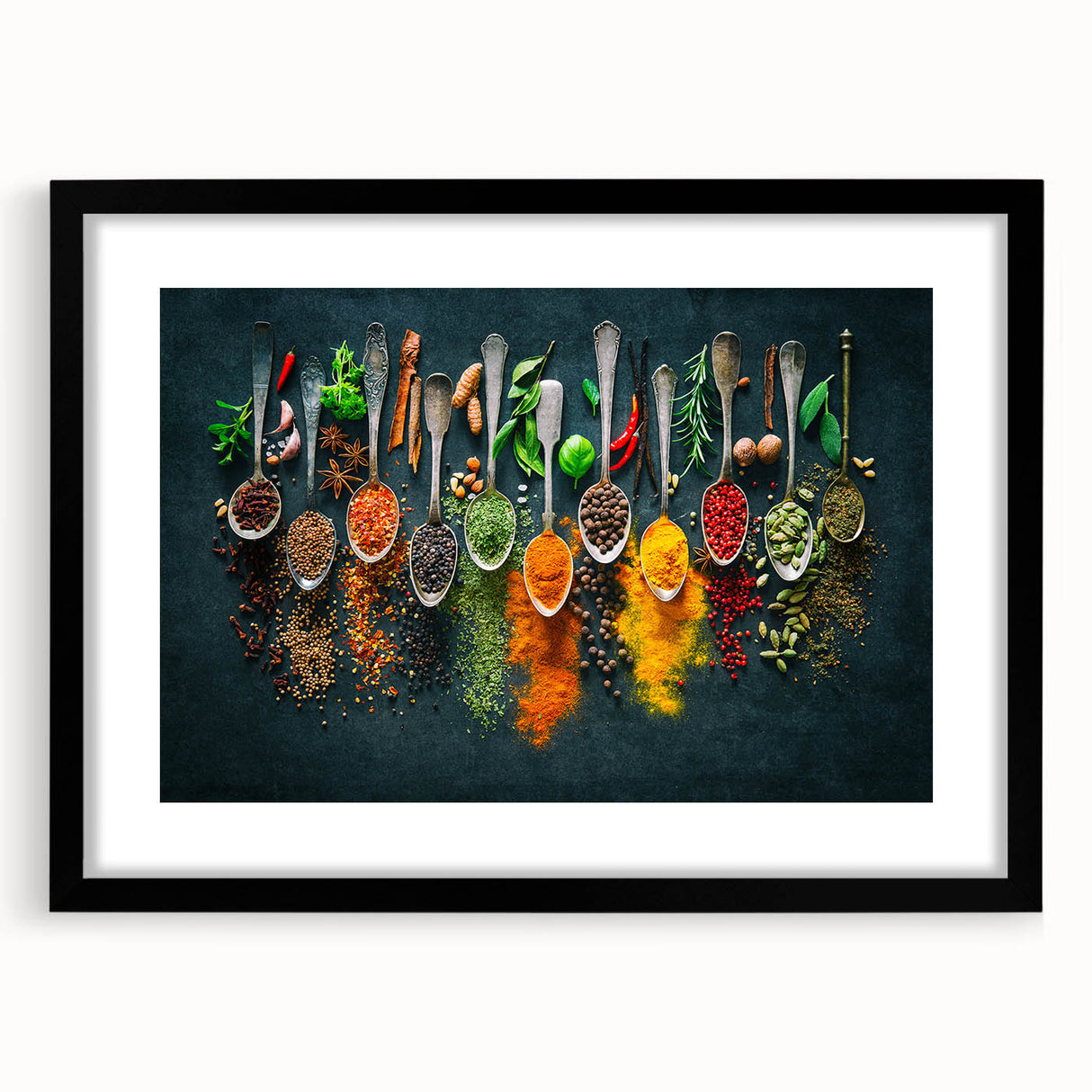 Colorful Spice Arrangement - Vibrant Kitchen Wall Art