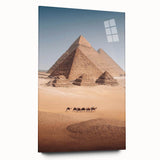 Large abstract depiction of Egyptian scenery on acrylic glass, featuring earth tones, ideal for bedroom or dining room art.