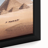 Framed canvas featuring a textured depiction of the Egyptian landscape in black with colorful accents.