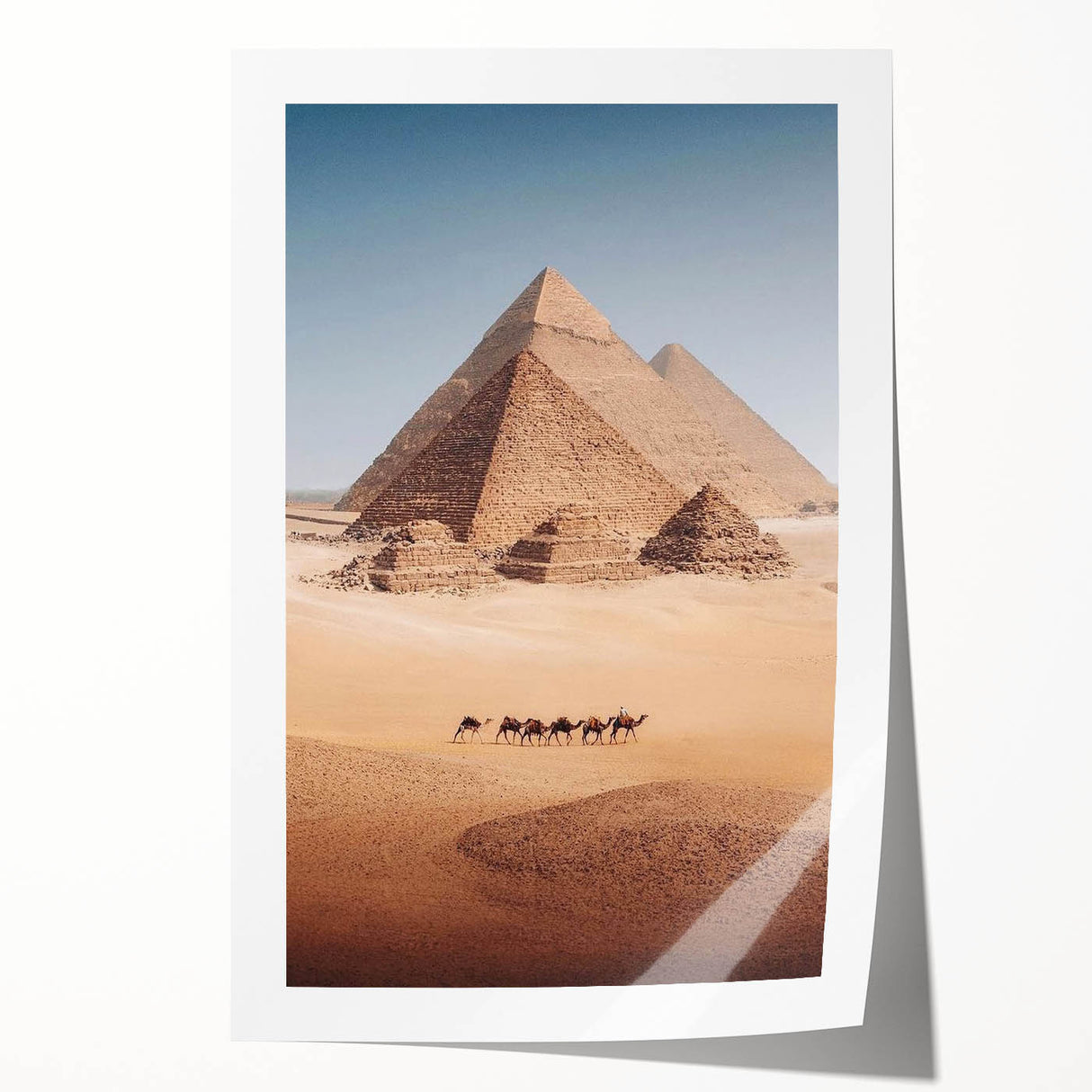 Extra large rolled print of a serene Egyptian landscape with soft pastel shades.