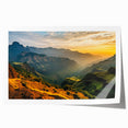 Ethiopian landscape on rolled canvas featuring muted earth tones and floral elements, suitable for dining room or bathroom.