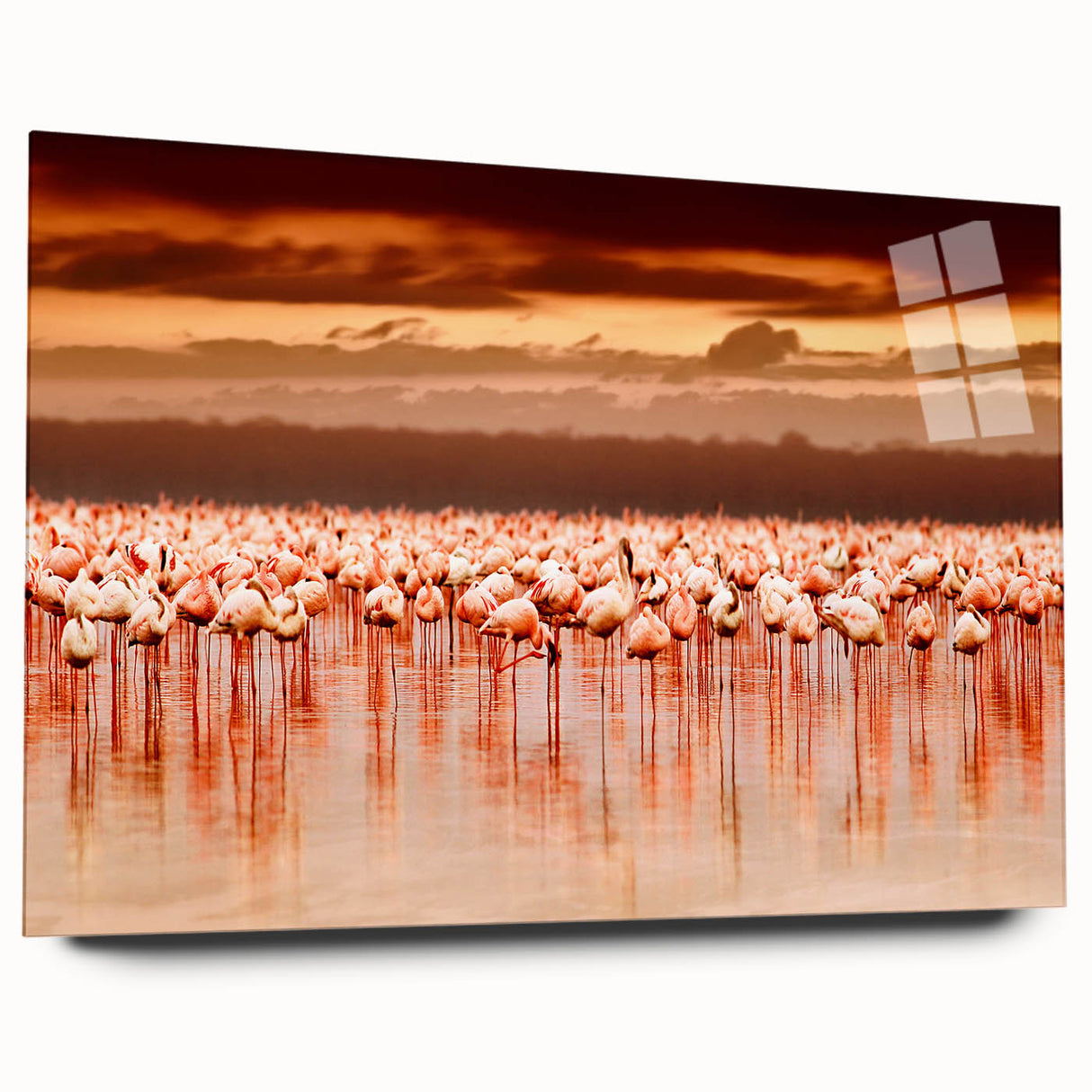 Large abstract wall art of a Kenyan scenery in muted earth tones on acrylic glass, ideal for bedroom or dining room decor.