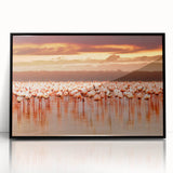 Large abstract wall art depicting African scenery in muted earth tones on a framed acrylic.