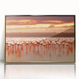 Acrylic print of a Kenyan landscape, depicted in art deco style with gold and green tones, ideal for modern art wall decor.