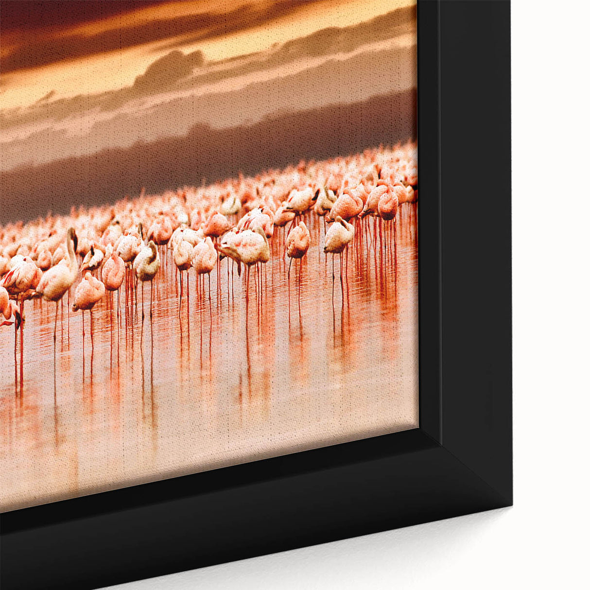 Extra large black wall art of a textured Kenyan landscape on framed canvas, featuring vibrant colors.