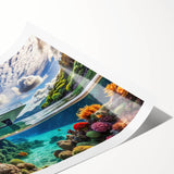 Extra large wall art featuring line art flowers in pastel shades on a rolled canvas, ideal for large living room wall decor.