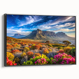 Black and white framed canvas depicting a vintage-style South African landscape, ideal for bedroom wall decor.