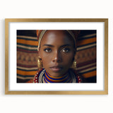 Extra large abstract art print of African scenery in textured gold frame, ideal for living room decor.