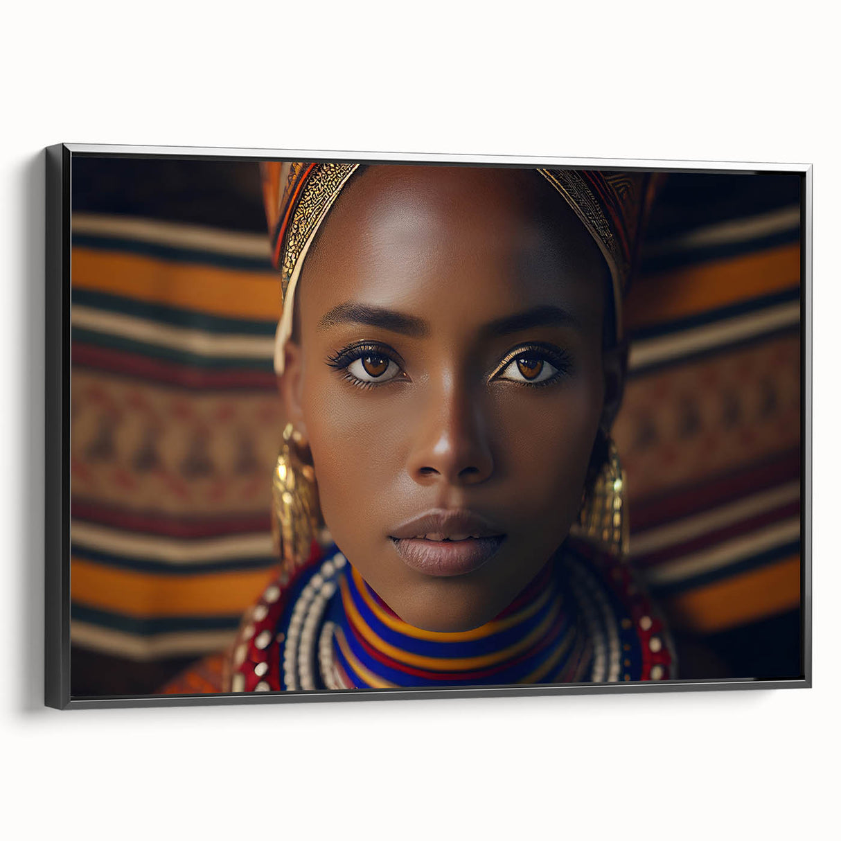 Black and white framed canvas depicting a serene Tanzanian landscape, ideal for bedroom wall decor.
