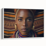 Vintage poster art of a Tanzanian scenery on a framed canvas, featuring vivid colors, ideal for living room decor.