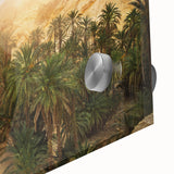 Large abstract wall art featuring a Tunisian landscape in muted earth tones on acrylic glass.