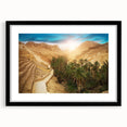 Extra large abstract art print featuring colorful, textured scenery of Tunisia on a black-framed canvas.