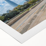 Art deco poster featuring a serene Azerbaijani landscape on a rolled canvas, suitable for dining room walls.