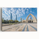 Large black and white stretched canvas of an Azerbaijan landscape, ideal for kitchen wall art.