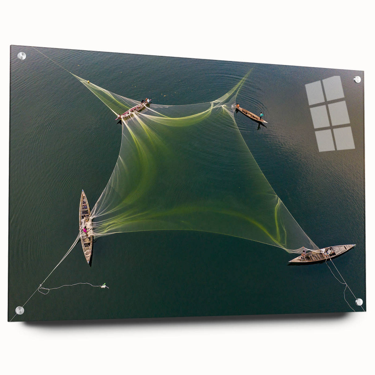 Large abstract wall art depicting a vibrant scene in Bangladesh on acrylic glass, ideal for dining room decor.