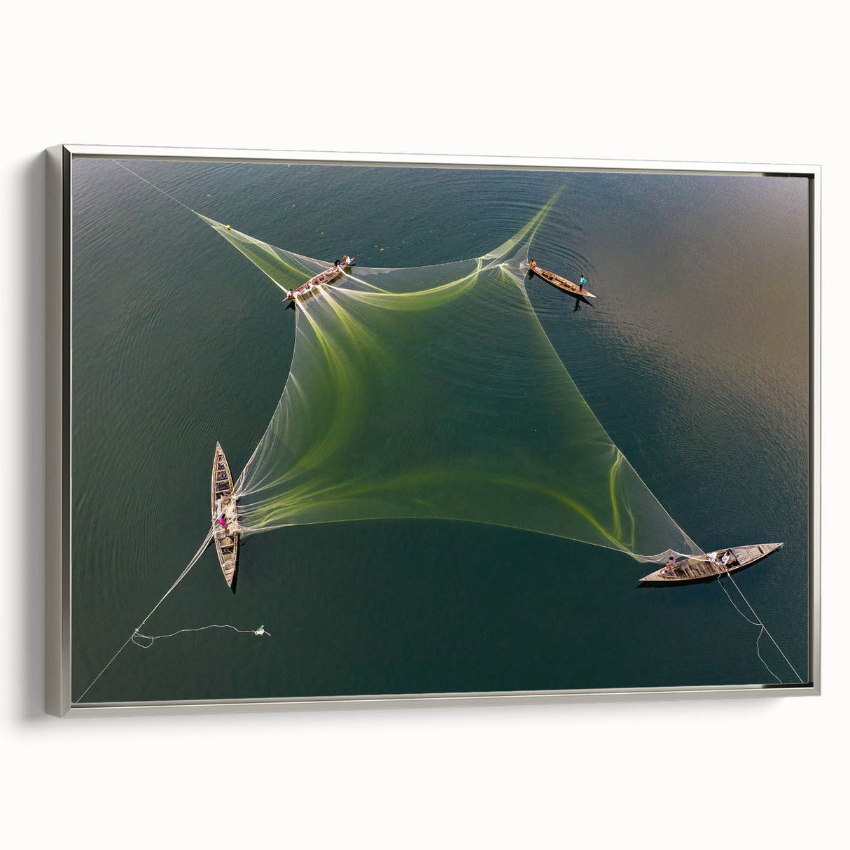 Framed canvas featuring a vintage-style landscape painting of a Bangladeshi scenery in colorful art tones.