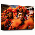 Acrylic print of a large abstract depiction of Bhutan scenery in muted earth tones, ideal for bedroom or dining room decor.
