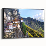 Black and white landscape painting of Tibetan scenery on framed canvas, suitable for bedroom wall decor.