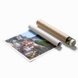 Extra large rolled print featuring a serene Tibetan landscape with soft floral elements, ideal for classy bathroom wall art.