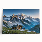 Black and white stretched canvas depicting a serene Georgian landscape, ideal for kitchen wall art or bedroom ambiance.