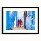 Extra large abstract art print featuring a colorful, textured depiction of an Indian scenery, ideal for living room decor.
