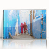 Art Deco poster of a serene Indian landscape in muted earth tones, framed acrylic, ideal for modern art wall decor.