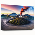 Large abstract wall art of an Indonesian landscape, in vivid hues on acrylic glass.