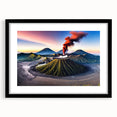 Extra large abstract art print featuring colorful, textured scenery of Indonesia on a black framed canvas.
