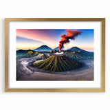 Extra large wall art featuring an abstract depiction of an Indonesian landscape in textured gold and earth tones.