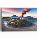 Large black and white stretched canvas featuring a tranquil Indonesian landscape, ideal for kitchen wall art.