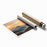 Extra large rolled print featuring a serene Korean landscape with soft floral elements in pastel shades.