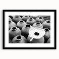 Colorful abstract art print of Asian scenery in extra large format, ideal for living room decor, framed in black with mat.