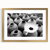 Extra large abstract art print featuring textured scenery of Laos in a gold frame, ideal for living room decor.
