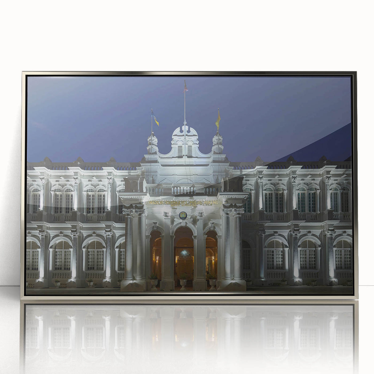 Mid-century modernist art of a Malaysian landscape in muted earth tones on a framed acrylic print.