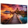 Acrylic print of a serene Maldivian landscape, featuring calm blue waters and clear skies.