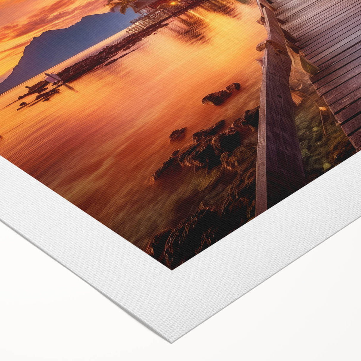Art deco poster featuring a serene Maldivian landscape in soft pastel colors on rolled canvas.