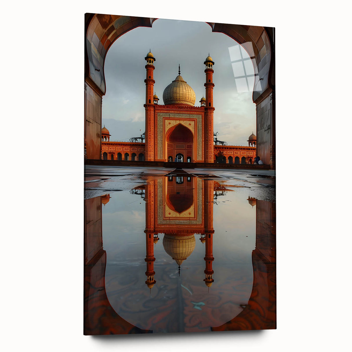 Large abstract wall art of a Pakistani landscape in muted earth tones on acrylic glass.