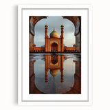 Abstract art print depicting a serene Pakistani landscape in muted earth tones on a framed white mat.
