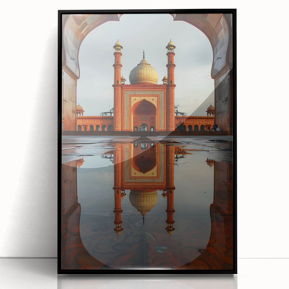 Large abstract wall art depicting a stylized Pakistani landscape in muted earth tones on a framed acrylic panel.
