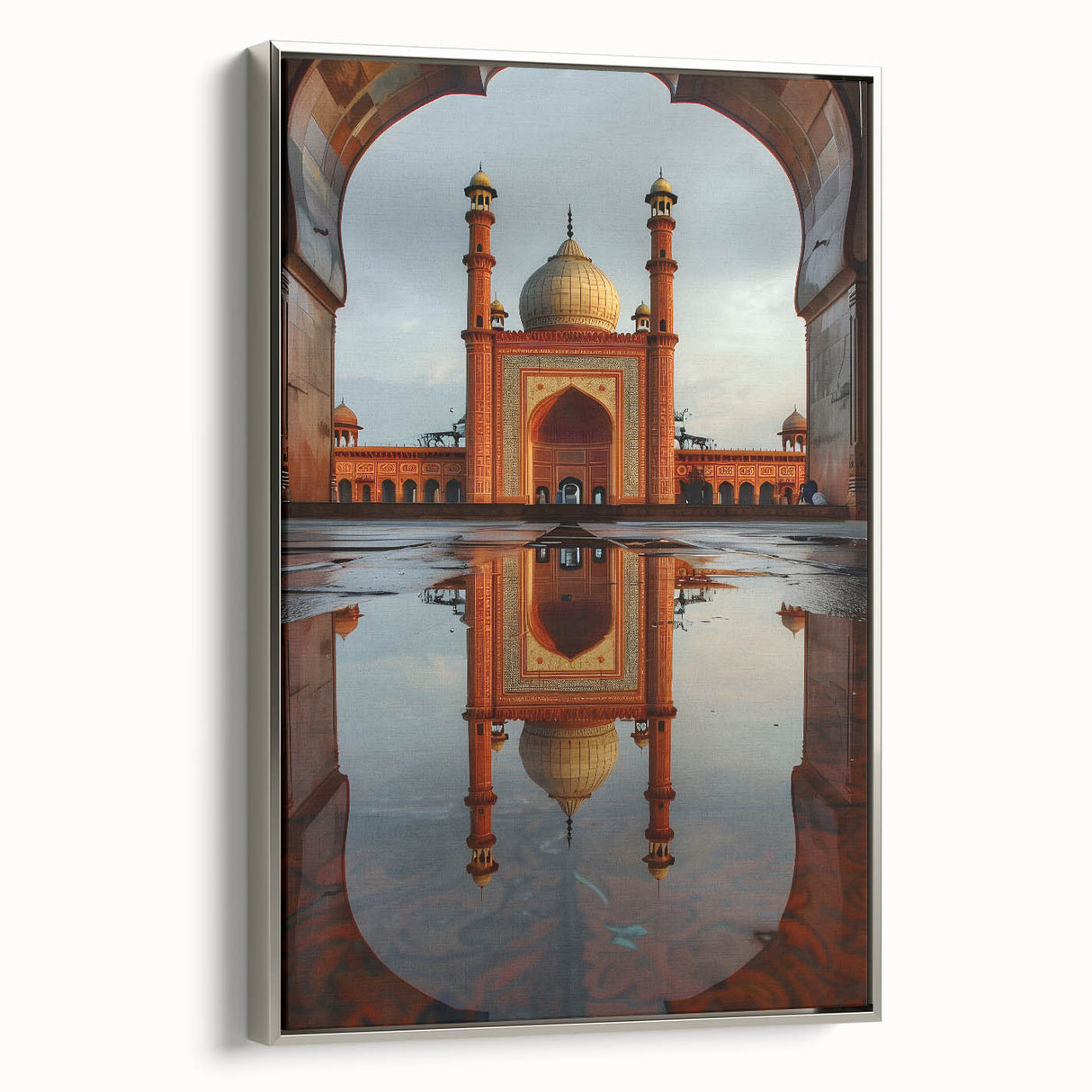 Landscape art painting of a scenic Pakistani vista on framed canvas, featuring vibrant colors with black accents.