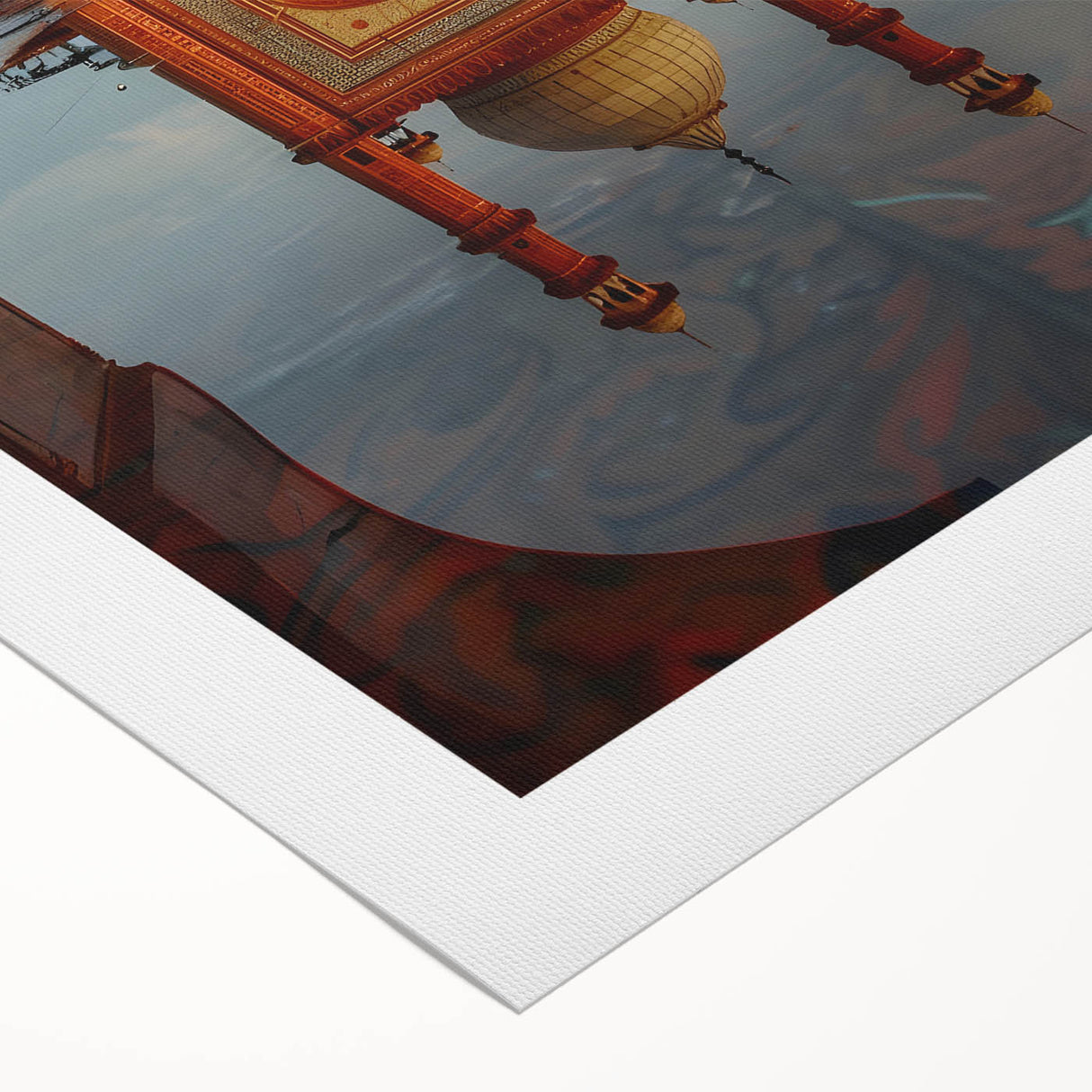Art deco poster of a Pakistani landscape in muted earth tones on rolled canvas, suitable for dining room decor.